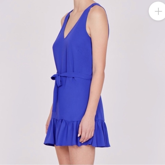 Amanda Uprichard Blue Purple Ruffle Romper Size Medium - Picture 2 of 11